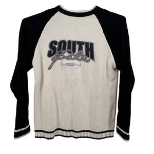 Southpole Raglan Logo Sweater Mens Size ‎ XL Cream Black Hip Hop Y2k